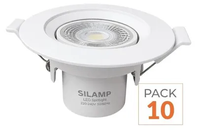 Image de Pack de  10 - Spot LED Encastrable Orientable Rond Blanc 8W - Blanc Chaud 2300K - 3500K