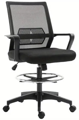Image de Chaise de bureau ergonomique - Hauteur réglable - Repose-pieds et support lombaire - Base à 5 roulettes