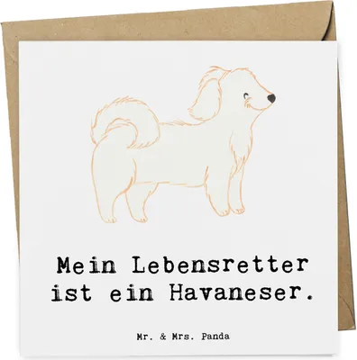 Produktbild von Mr. & Mrs. Panda Klappkarte Havaneser Lebensretter - Weiß - Geschenk, Glückwunschkarte, Bichon Havanais, Grußkarte, faltkarte, Bichón Habanero, doppelkarte, anlasskarte