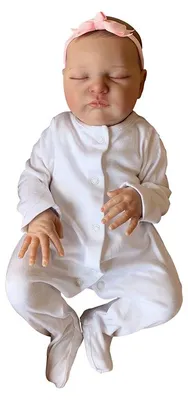 Produktbild von 50 Cm Großer Baumwollkörper, Geschlossene Augen, Weißer Langarmbody, Realistische Puppe