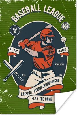 Produktbild von MuchoWow® Poster Baseball - Schläger - Vintage 40x60 cm - Plakate für die Wand - Poster Babyzimmer