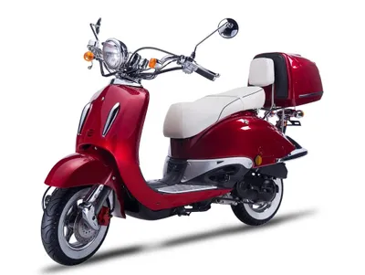 Produktbild von Motorroller Strada mit Top Case 50 ccm, 25 kmh rot, Sitzbank weiß GT Union