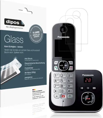 Produktbild von 2x Schutzfolie für Panasonic KX-TG6861 - Anti-Shock 9H Folie dipos Glass Kunststoffglas