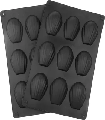 Produktbild von Stücke Madeleine Backformen, 9 Hohlräume Silikon Madeleines Backformen, Madeleena-Form für Kuchen Schokolade Süßigkeiten Kekse (Schwarz)