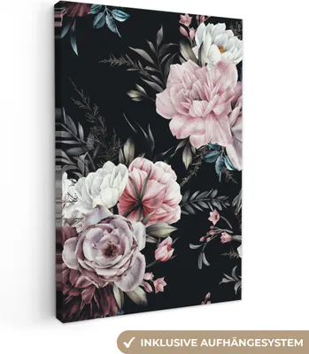 Zdjęcie produktu dla MuchoWow® - Obraz na płótnie - Vintage - Róże - Romantyczny - Kwiaty, fototapeta, dekoracja ścienna, obrazy do salonu, 60x90cm