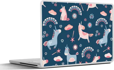 Produktbild von MuchoWow® Laptop Aufkleber Sticker Cover Einhorn - Regenbogen - Muster 30x21 cm - Sticker für Laptop - Selbstklebend