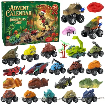 Zdjęcie produktu dla Dinozaury Samochody Kalendarz Adwentowy 2026 Dino Auto Na Frykcję Zabawka Kalendarz Świąteczny z Autami Potworami dla Dzieci na Święta
