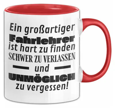 Produktbild von Fahrlehrer Abschied Geschenk Tasse Abschiedsgeschenk für Fahrlehrer Hart Zu Finden Schwer Zu Verlassen (Rot)