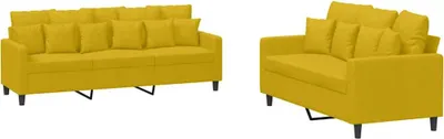 Produktbild von vidaXL 2-tlg. Sofagarnitur mit Kissen Gelb Samt