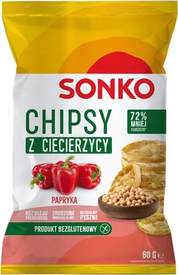 Zdjęcie produktu dla Sonko Chipsy z ciecierzycy o smaku ostrej papryki 60 g