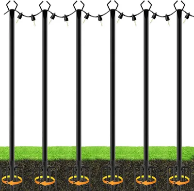 6 Metall-Pfähle 3 m für Außenleuchten, verstellbar, für Terrasse & Garten