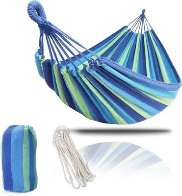 Produktbild von Famanu Hängematte für den Außenbereich - 2,8x1,4 m - Tragfähigkeit bis 240 kg - Tragbar mit Tasche - Blau