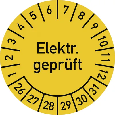 Produktbild von Dreifke® Prüfplakette Elektr.  2026-2031, Dokumentenfolie, Ø 30 mm, 10...