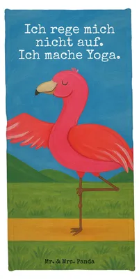 Produktbild von Mr. & Mrs. Panda Strandtuch Flamingo Yoga Design - Weiß - Geschenk, Yogi, Rosa, Handtuch, Reisehandtuch, Badehandtuch, Vogel, Badhandtuch, sporthandtuch, Meditieren