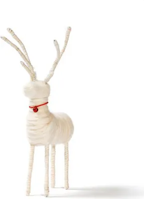 Produktbild von Aufsteller Rentier weiß mit Glocke 20 cm Figur Elch Weihnachten Fenster Deko Tisch
