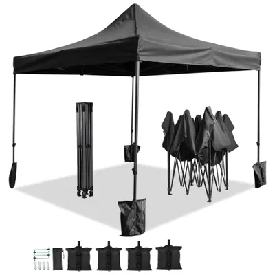 Image de Tente de réception IvoQ Premium 3 x 3 m – Modèle ultra-robuste – Montage facile et imperméable – Sacs de sable inclus – Noir