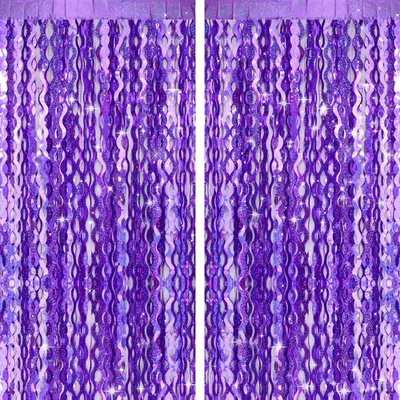 Immagine prodotto di Tenda di lamé glitter - Tenda decorativa glitter - Viola - 2 pezzi da 1 x 2 m - Decorazione per feste