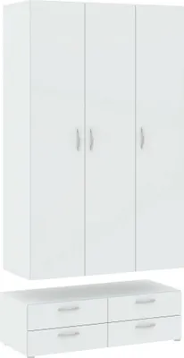 Image de Randazzo - Armoire 3 Portes, 111x52 cm Blanc, 4 Étagères