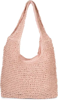 Produktbild von styleBREAKER Damen Papierstroh Beuteltasche mit langen Henkeln | sommerliche Flechttasche mit Reißverschluss | Strandtasche Schultertasche