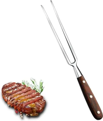 Produktbild von Famanu Fleischgabel mit Holzgriff - 30 cm, ergonomisch, rostfrei