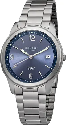 Image de Regent métal hommes montre F-1173 montre-bracelet analogique argent montre titane D2URF1173
