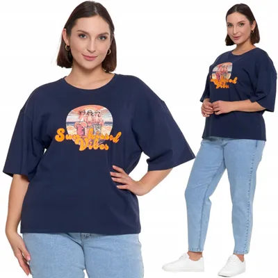 Produktbild von Damen-T-Shirt, Kurzarm, Baumwolle, Oversize, modischer Print, MORAJ XS, Marineblau