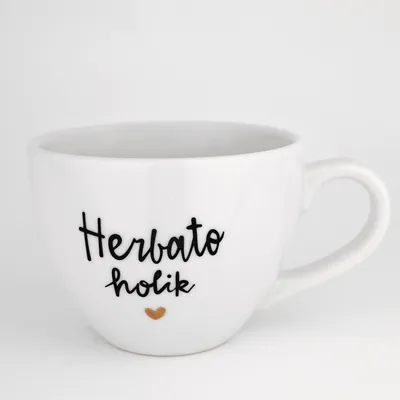 Zdjęcie produktu dla Kubek 500 ml - Herbatoholik ZŁOTE SERCE