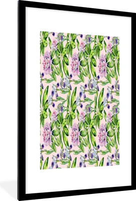 Produktbild von MuchoWow® MuchoWow® Gerahmtes Poster Blumen - Hortensie - Farben 60x90 cm - Poster mit zchwarzem Bilderrahmen - Dekoration - Wandposter Wohnzimmer - Hochwertig
