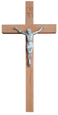 Wandkruis 25 cm aus Buchenholz mit Jesusfigur – religiöse Dekoration