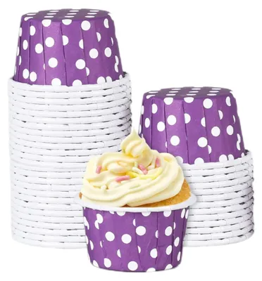 Zdjęcie produktu dla Formy do muffinek, 100 sztuk, mini papierowe formy do pieczenia, 5 x 3,8 x 3 cm, fioletowe