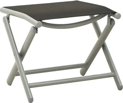 Image de Repose-pied pliable noir et argenté textilène et aluminium