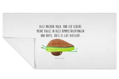 Produktbild von Mr. & Mrs. Panda Handtuch Avocado Yoga - Weiß - Geschenk, Haha, Flauschtuch, Unsportlich, Humor, frottierhandtuch, Baumwollhandtuch, 50x100, Bauch, Frotteehandtuch, Hilfe