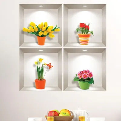 Produktbild von 3D-Aufkleber mit den schönsten Wiesenblumen, 80 x 80 cm