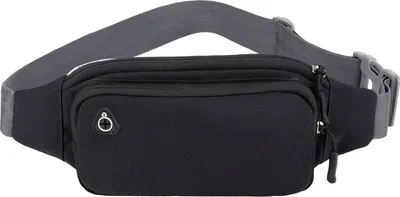 Immagine prodotto di Marsupio in nylon, capiente, con cintura regolabile, impermeabile e traspirante, per escursionismo, corsa e ciclismo, nero