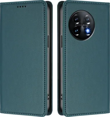 Immagine prodotto di Custodia in pelle per OnePlus 11, flip case magnetico in Finto cuoio con supporto Verde