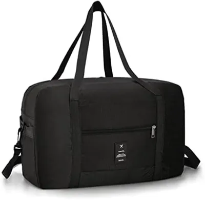 Produktbild von PromoHome® Reisetasche, faltbar, Handgepäck, leicht, wasserdicht, für Reisen, Sport, Fitnessstudio, Urlaub, schwarz, 40 x 20 x 25 cm