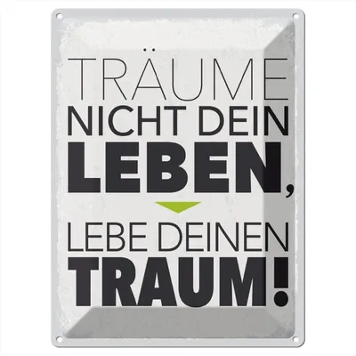 Produktbild von Blechschild Wandbild in : Brillante Farben, Größe 30 x 40 cm Motiv Blechschild Spruch Leben lebe deinen Traum 30x40cm Geschenk