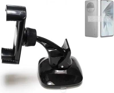 Produktbild von K-S-Trade kompakte Handy-Halterung Windschutzscheibe kompatibel mit ZTE Extress 50 Armaturenbrett schwarz Autohalterung KFZ Halter Scheiben-Halterung