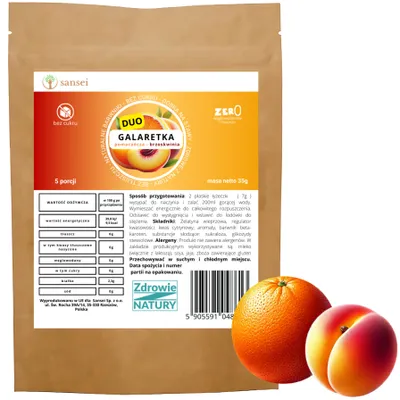 Zdjęcie produktu dla Galaretka DUO POMARAŃCZA-BRZOSKWINIA BEZ CUKRU 0 węgli 35g 5 porcji Keto