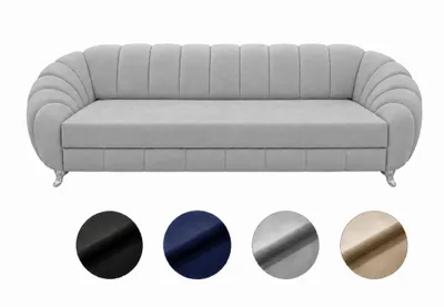 Zdjęcie produktu dla 3-osobowa rozkładana sofa Verno z funkcją spania i schowkiem na pościel – nowoczesna, elegancka sofa tapicerowana w stylu glamour, wygodna, 285 cm do salonu, jasnoszara