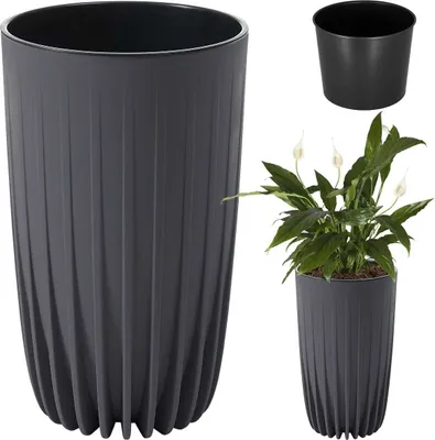 Immagine prodotto di MIRA ECO vaso da fiori alto 250 riciclato - antracite LA984-82 LAMELA