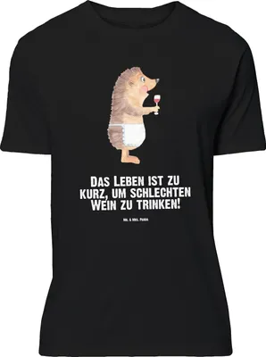 Produktbild von Mr. & Mrs. Panda Größe XL T-Shirt Igel Wein - Schwarz - Geschenk, Rotwein, Spruch, Shirt, Lustige Sprüche, mit, Weinliebhaber, Tshirt, Weißwein, Weinglas