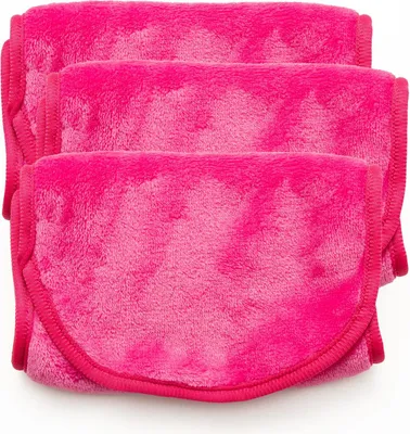 Produktbild von Intirilife 3er Set Abschminktücher Mikrofaser Make-Up Entferner Tuch für Gesicht in Pink - 40.5 x 17 cm - Abschminkpads weich waschbar Reinigungstuch wiederverwendbar 3 Stück Kosmetik Beauty