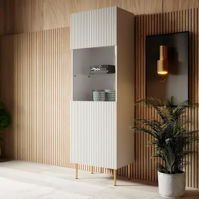 Produktbild von Dmora Vitrine Raccuja 59,5x42x182,5 cm Weiß, 4 Regalböden, eine Tür