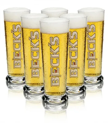 Produktbild von 6x Becks Bier Glas Biergläser Gläser 0,3l Cup Glas Seattle Sahm
