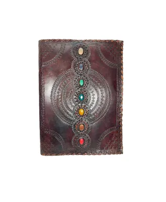 Produktbild von 7 Chakras XXL * Fotoalbum Büffelleder schwarzes Baumwollpapier Handarbeit Indien Marmorsteine