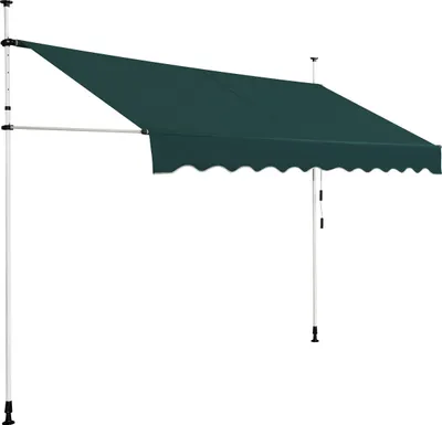 Produktbild von COSTWAY Klemmmarkise 300cm, Balkonmarkise, höhenverstellbar, wasserabweisend, Markise mit Handkurbel, Sonnenmarkise, Sonnenschutz, Grün