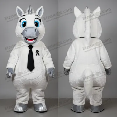 Image de Mascotte MASTICOT Licorne Blanche Douce