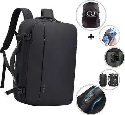 Imagen del producto de CarryQuest® - BANGE - Mochila de vacío para equipaje de mano, extensible, con cerradura TSA, color negro