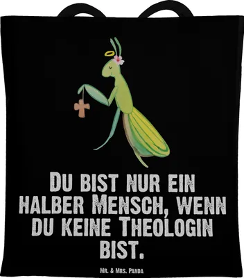 Produktbild von Mr. & Mrs. Panda Stoffbeutel Theologin Herz - Schwarz - Geschenk, festival tasche, Tote Bag, Laptoptasche, Jutebeutel, canvas